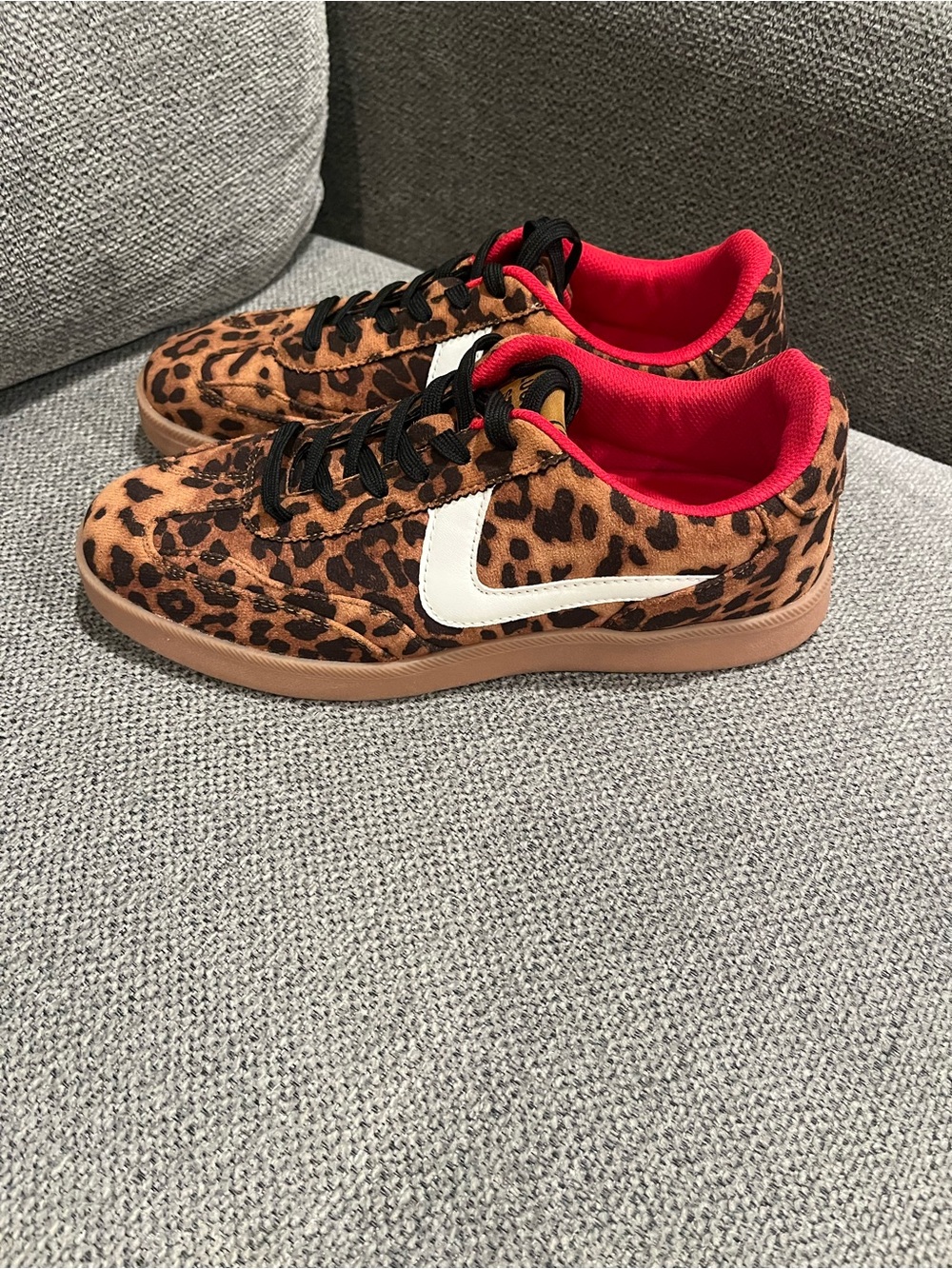 Leopard Print Women's Sneakers with Red Lining